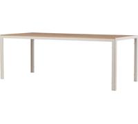 FURNLUX Outdoor Table à manger Break Teck Et Beige 90cm / Couleur principale : Beige / Dimensions : 90 x 205 x 74 cm