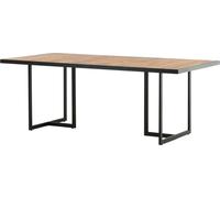 FURNLUX Outdoor Table à manger Khung Acacia Et Noir 100cm / Couleur principale : Marron / Dimensions : 100 x 200 x 75 cm