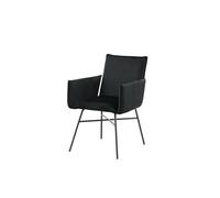FURNLUX Petra Chaise de salle à manger design scandinave, rembourrage en velours polyester, noir, 57 x 60 x 87 cm, structure en fer, conseils d'entretien : entretien du velours nécessaire