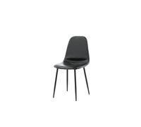 FURNLUX Polar Chaise de salle à manger en cuir synthétique Noir 44 x 88 x 53 cm avec dossier Cadre en métal Nettoyage avec serviette en coton humide