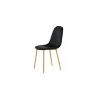 FURNLUX Polar Chaise de salle à manger rembourrée en velours Noir 44 x 53 x 88 cm Pieds en métal Chaise rembourrée moderne