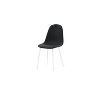 FURNLUX Polar Chaise de Salle à Manger Rembourrée Polyester Textile, Noir avec Pieds Blancs, 44 x 88 x 53 cm, 4 kg, Design Arrondi, Cadre en Métal, Retrait instantané des Taches