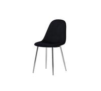 FURNLUX Polar Chaise de salle à manger rembourrée, velours textile, noir avec pieds argentés, 44 x 53 x 88 cm, 4 kg, dossier incurvé, cadre en acier