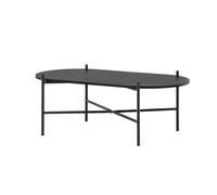 FURNLUX Pueblo Table basse ovale design scandinave, noir, 120 x 45 x 60 cm, 16 kg, plateau en MDF, structure en acier