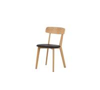 FURNLUX Sanjos Chaise de salle à manger, rembourrée avec mousse, cuir synthétique, noir/chêne, 46 x 52 x 78 cm, 4 kg, dossier en bois, structure en bois