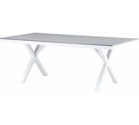 FURNLUX Table de salle à manger d'extérieur Garcia Gris Et Blanc 100cm / Couleur principale : Gris / Dimensions : 100 x 200 x 74 cm