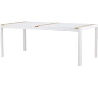 FURNLUX Table de salle à manger d'extérieur Togo Teck et Blanc 100cm / Couleur principale : Blanc / Dimensions : 100 x 200 x 75 cm