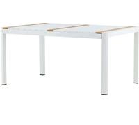 FURNLUX Table de salle à manger d'extérieur Togo Teck et Blanc 90cm / Couleur principale : Blanc / Dimensions : 90 x 150 x 75 cm
