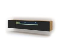 FURNLUX Table de télévision AURA LED - Crème & Noir