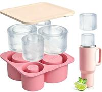 FURNSII Bac à Glaçons pour Stanley Cup, Moule à Glace en Silicone Fabrication de 4 Gros Glaçons Cylindriques, Plateau Bac a Glacons avec Couvercle pour Stanley Thermos Ice Mold