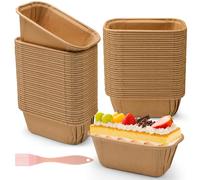 Furuising 100 Pièces 8 x 4 x 4 cm Mini Moule en Papier | Rectangulaire Moules À Gâteaux en Papier avec Brosse Silicone pour la Cuisson de Gâteau, Cake, Petit Pains, Muffins, Tartes