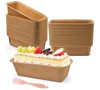 Furuising 60 Pièces 15.5 X 5.4 X 5.3cm Mini Moule en Papier (Marron) | Rectangulaire Moules À Gâteaux en Papier avec Brosse Silicone pour la Cuisson de Gâteau, Cake, Petit Pains, Muffins, Tartes
