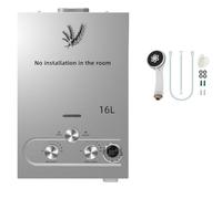 Furvveerr Chauffe-Eau à Gaz Instantané,16L au Butane Propane Chauffe Eau Gaz avec Modes Hiver et Eté,Protection Contre La Surchauffe,Couleur Argent,pour La Maison,ExtéRieur,Camping Car (16L)