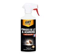 FURY - Punaises de lit & acariens - Action Choc foudroyante - Sans odeur, ne tache pas et incolore - 500 ML - Fabrication Française