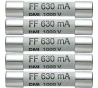 Fusible testo 0590 0006 Lot de 5 fusibles de rechange 630 mA/1000 V, G