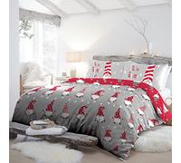 Fusion Christmas GFCSV31PZU Parure de lit 3 pièces 100 % coton brossé pour lit king size Argenté