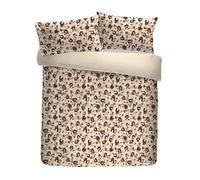 Fusion Cosy Leopard Parure de lit Super King Size 100% Polyester 260 x 230 cm Naturel Polaire avec Revers Sherpa Imprimé Animal