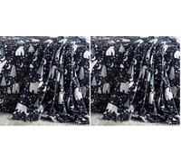 Fusion - Couverture Polaire de Noël Bleu Marine (120 x 150 cm) - Jeté de Noël en Polaire Confortable et Doux - Couverture Ours Polaire - Couverture Polaire Bleue pour Noël - Literie de Noël (Lot de 2)