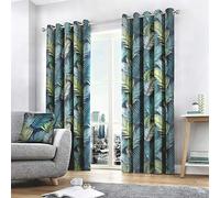 Fusion Home Furnishings Tropical Housse de Coussin Jaune Ocre 43 x 43 cm, 100% Coton, Multicolore, Curtains: 46" Width x 54" Drop (117 x 137cm)