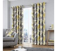 Fusion Home Furnishings Tropical Housse de Coussin Jaune Ocre 43 x 43 cm, Ocre, Curtains: 66" Width x 90" Drop (168 x 229cm)