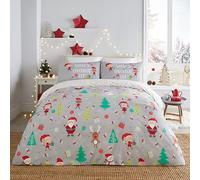 Fusion - Housse de Couette Elf Helper préférée du Père Noël - 230 x 220 cm - Réversible (2 Motifs) - 2 taies d'oreiller incluses - Parure de lit Blanche à Pois pour Noël