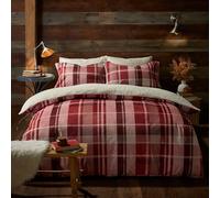 Fusion - Housse de Couette en Polaire à Carreaux Rouges - Lit Double (200 x 200 cm) - Design réversible - Tartan Bordeaux - Parure de lit en Flanelle Rouge avec Couette en Polaire - Polaire Blanche