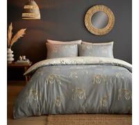 Fusion - Housse de Couette Girafe Gris/Blanc - 200 x 200 cm - 2 taies d'oreiller - Design réversible - Literie Animaux du Zoo - Literie Gris et Blanc avec girafes - Cadeaux girafes