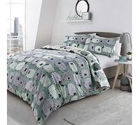 Fusion - Housse de Couette Mouton Bleu Canard - 140 x 200 cm - 1 taie d'oreiller - Design réversible - Housse de Couette Mouton Animaux de la Ferme - Housse de Couette Agneau Bleu - Cadeaux Mouton