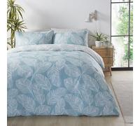 Fusion - Housse de Couette Réversible (2 Couleurs) - 140 x 200 cm - 1 Taie d'oreiller - Feuilles d'Oeuf de Canard - Tropicale