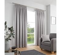 Fusion Lot de 2 Rideaux plissés argentés 100% Coton - 168 x 229 cm - Gris argenté - Rideaux plissés et insonorisants pour Chambre à Coucher - Gris Clair