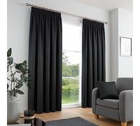 Fusion Lot de 2 Rideaux plissés en Coton Noir - 46 x 72 cm - Thermique et insonorisant - Traitement de fenêtre pour Chambre à Coucher ou Salon
