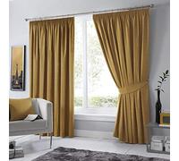 Fusion Lot de 2 Rideaux plissés Jaune Ocre - 117 x 137 cm (l x L) - pour Chambre à Coucher et Salon - Moutarde - Isolation Thermique - 117 x 137 cm (l x L)