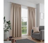 Fusion Lot de 2 Rideaux plissés naturels 100% Coton - Insonorisants et Thermiques pour Chambre à Coucher - Crème - 229 x 183 cm (l x L)