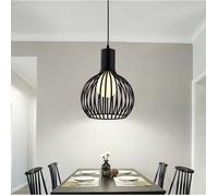 Fusion Lustre Simple E27 Suspension Filaire Noir Lampe de Plafonnier Cage en Métal pour Chambre Salon Bureau Cuisine