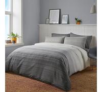 Fusion Parure de lit contemporaine pour lit Simple (140 x 200 cm) - Réversible, Gris ombré et rayé