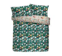 Fusion Parure de lit King Size 230 x 220 cm, Vert, 52% Polyester recyclé, 48% Coton, imprimé Festif réversible