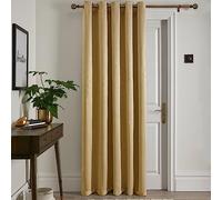 Fusion Rideau de porte à œillets Ocre - 66 x 84 cm (168 x 214 cm) - Panneau simple - Doublure thermique - Jaune - Pour chambre à coucher ou salon - Collection Strata - Accessoire d'intérieur moderne