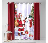 Fusion - Rideau décoratif à œillets Père Noël et scène enneigée - Rouge et blanc (SAWMI548461TU)
