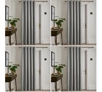 Fusion - Rideau Simple argenté 168 x 214 cm - 1 Panneau - Rideau à œillets argenté - Rideau Thermique pour Chambre/Salon - Rideau et drapé Gris Clair - Rideau de Porte - Collection Strata (Lot de 4)