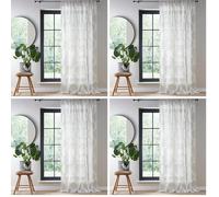 Fusion - Rideau Voilage Simple pour fenêtres L55 x L48 (140 x 122 cm) - Rideau en Voile pour Chambre/Salon - Rideau Voilage géométrique Moderne - Voilages intérieurs (Lot de 4)