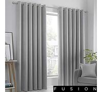 Fusion - Rideaux argentés 117 x 229 cm - 2 Panneaux - Rideaux à œillets argentés - Rideaux Thermiques pour Chambre/Salon - Rideaux et tentures Gris Clair - Rideaux de Porte - Collection Strata
