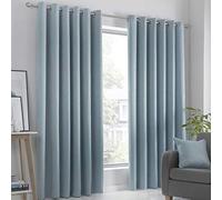 Fusion - Rideaux Bleu Canard 229 x 183 cm - 2 Panneaux - Rideaux à œillets en œuf de Canard - Rideaux Thermiques pour Chambre/Salon - Rideaux et tentures - Rideaux de Porte - Collection Strata