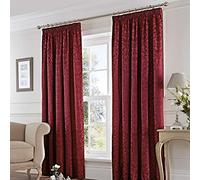 Fusion - Rideaux damassés Rouge Bordeaux 229 x 183 cm - 2 Panneaux - Rideaux Jacquard à Plis Crayon en Rouge - Rideaux et tentures baroques Traditionnels - Rideaux insonorisés pour Chambre/Salon