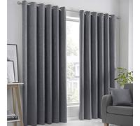 Fusion - Rideaux Gris Anthracite 117 x 137 cm - 2 Panneaux - Rideaux à œillets en Charbon de Bois - Rideaux Thermiques pour Chambre/Salon - Rideaux et tentures - Rideaux de Porte - Collection Strata