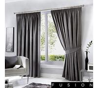 Fusion Rideaux occultants plissés Thermiques pour Salon et Chambre à Coucher - Gris foncé - Dijon - 228 x 137 cm