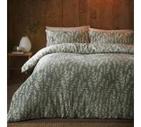 Fusion Snug Parure de lit 2 Personnes 100% Polaire Polyester 200 x 200 cm Vert Imprimé Branches 2 taies d'oreiller