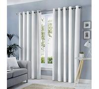 Fusion - Sorbonne - Paire de Rideaux à œillets 100% Coton - 117 x 183 cm (l x H) en Blanc