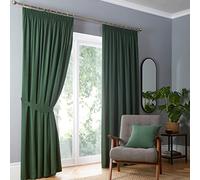 Fusion Strata Lot de 2 Rideaux plissés en Coton Doux pour Chambre à Coucher et Salon Vert émeraude 168 x 137 cm