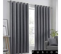 Fusion Strata Rideaux doublés à œillets Gris Anthracite 168 x 228 cm, Doublure: 100% Polyester, Charbon, W168cm (66") x D229cm (90")