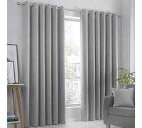 Fusion Strata Rideaux doublés à œillets tissés Argenté 100 % polyester 117 x 137 cm